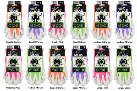SHOWA Atlas 370 Gardening Gloves - all 12 size and color choices