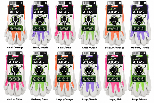 SHOWA Atlas 370 Gardening Gloves - all 12 size and color choices