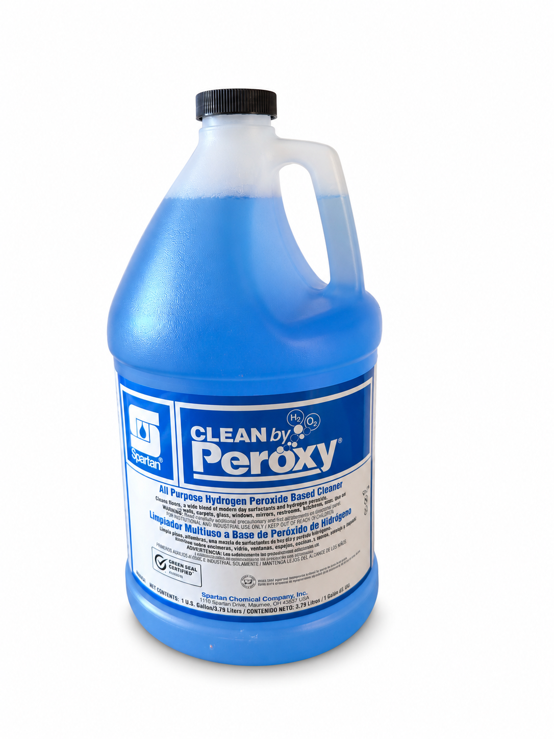 Spartan Clean by Peroxy 1 gallon jug, front view on white background
