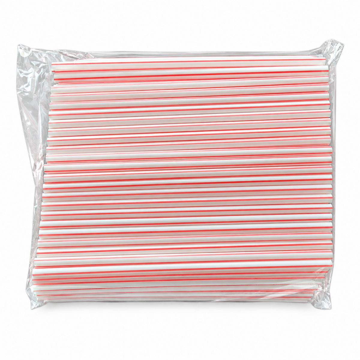 Plastic Drinking Straws 6 x 195 mm – White/Red Stripe, 250 Pack — straws0 on white background