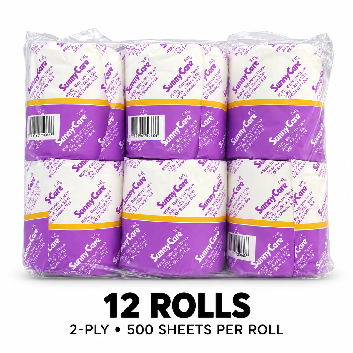 SunnyCare 5602 12-roll toilet paper pack, front view