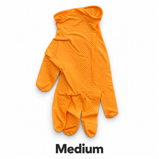 Medium orange nitrile glove