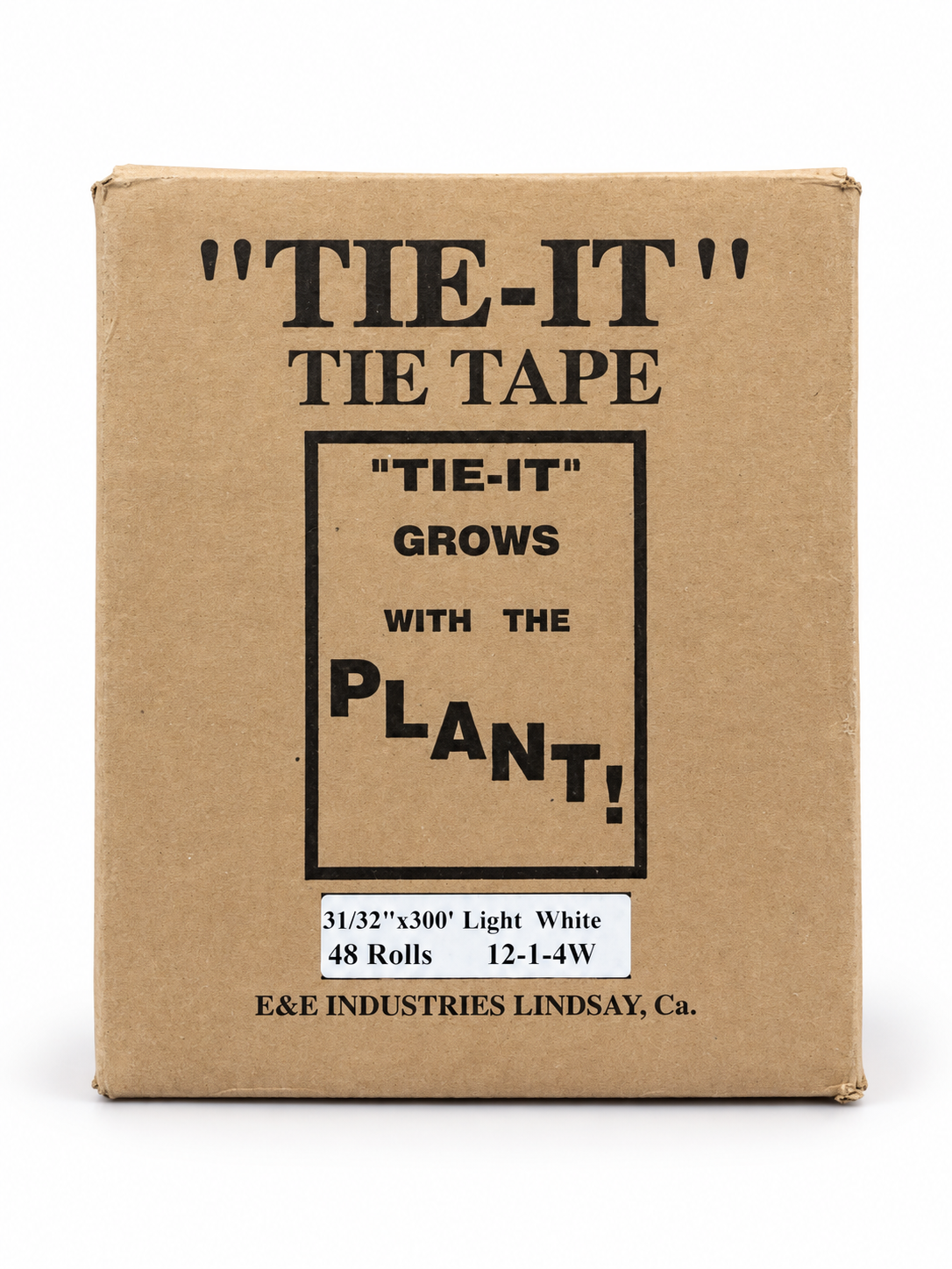E&E Industries Tie-It white 48-roll case label, SKU 12-1-4W