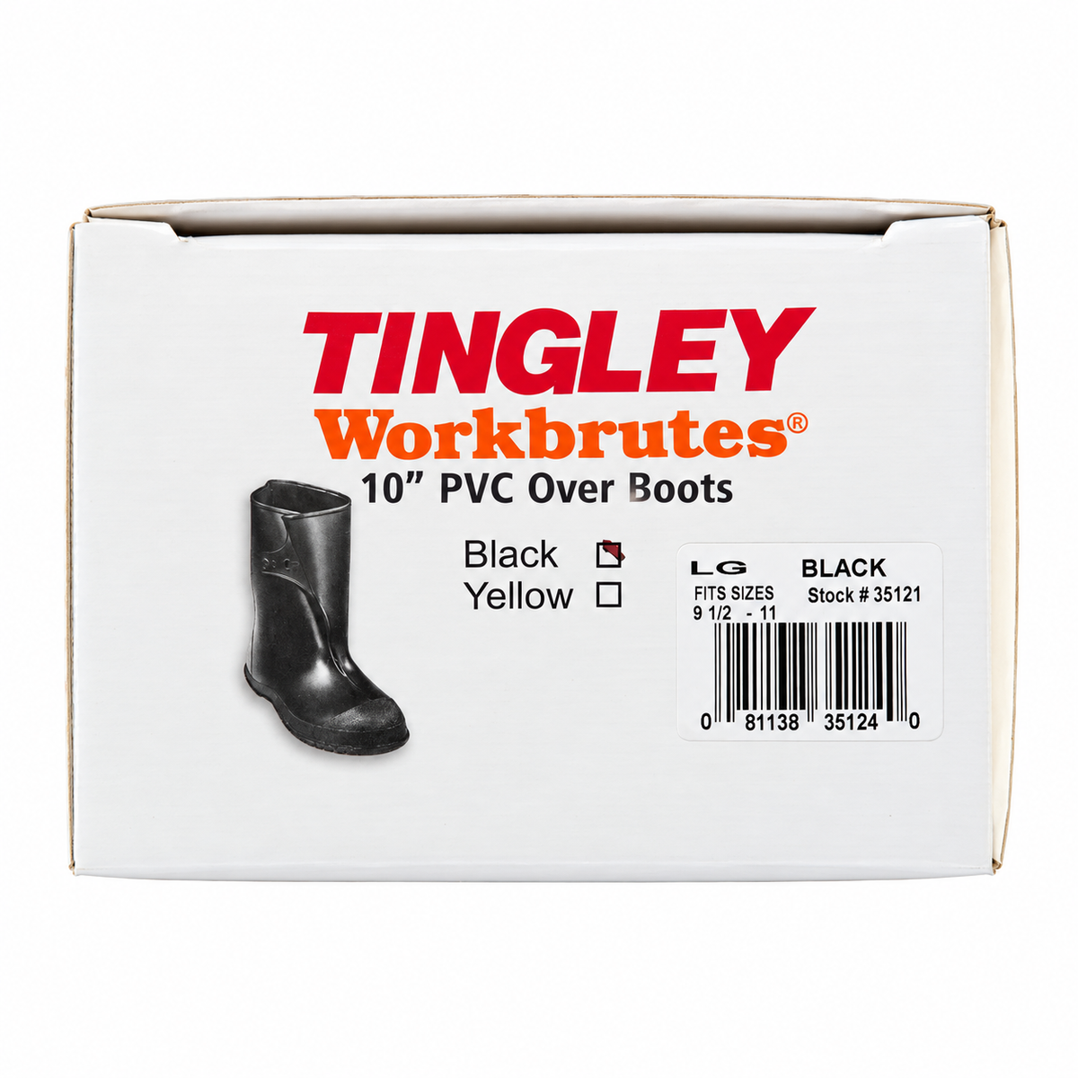 Tingley Workbrutes 35121 10 in PVC Overboots – Black — tingley1 on white background