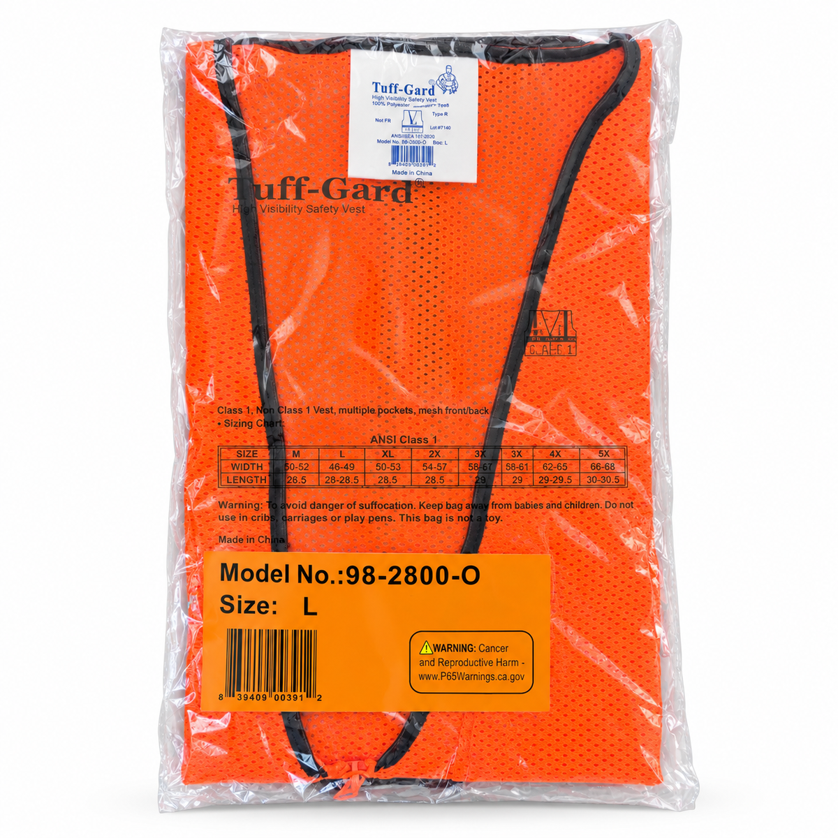 Tuff-Gard orange safety vest size L