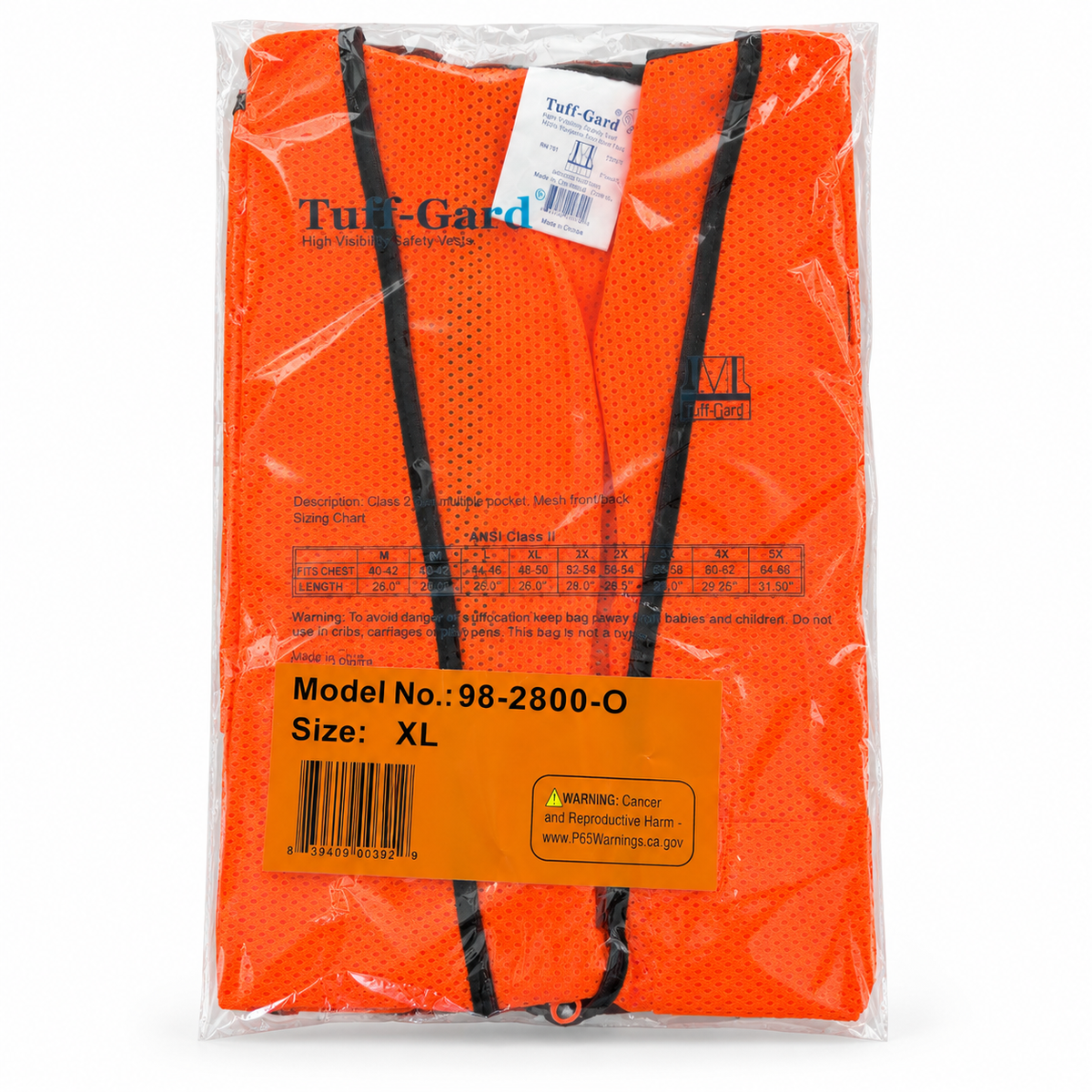 Tuff-Gard orange safety vest size XL