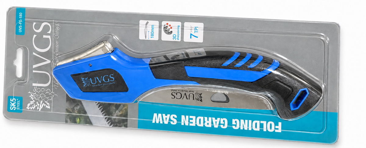 UVGS 180 mm folding saw UVS-FS-180 in retail package on white background