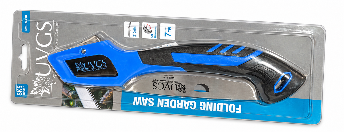 UVGS 210 mm folding saw UVS-FS-210 in retail package on white background