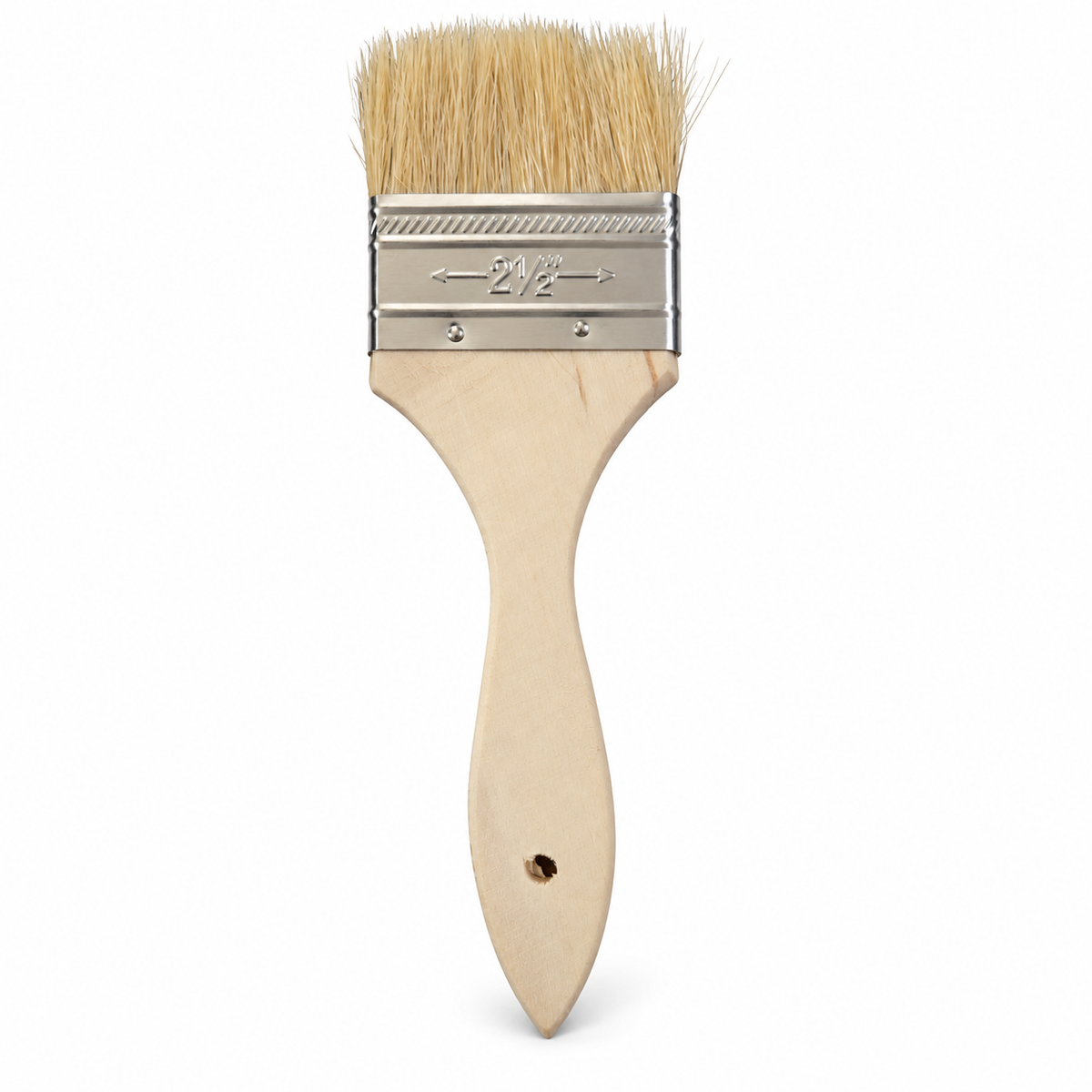 Valley Industries 2.5 inch natural bristle paint brush without wrapping on white background