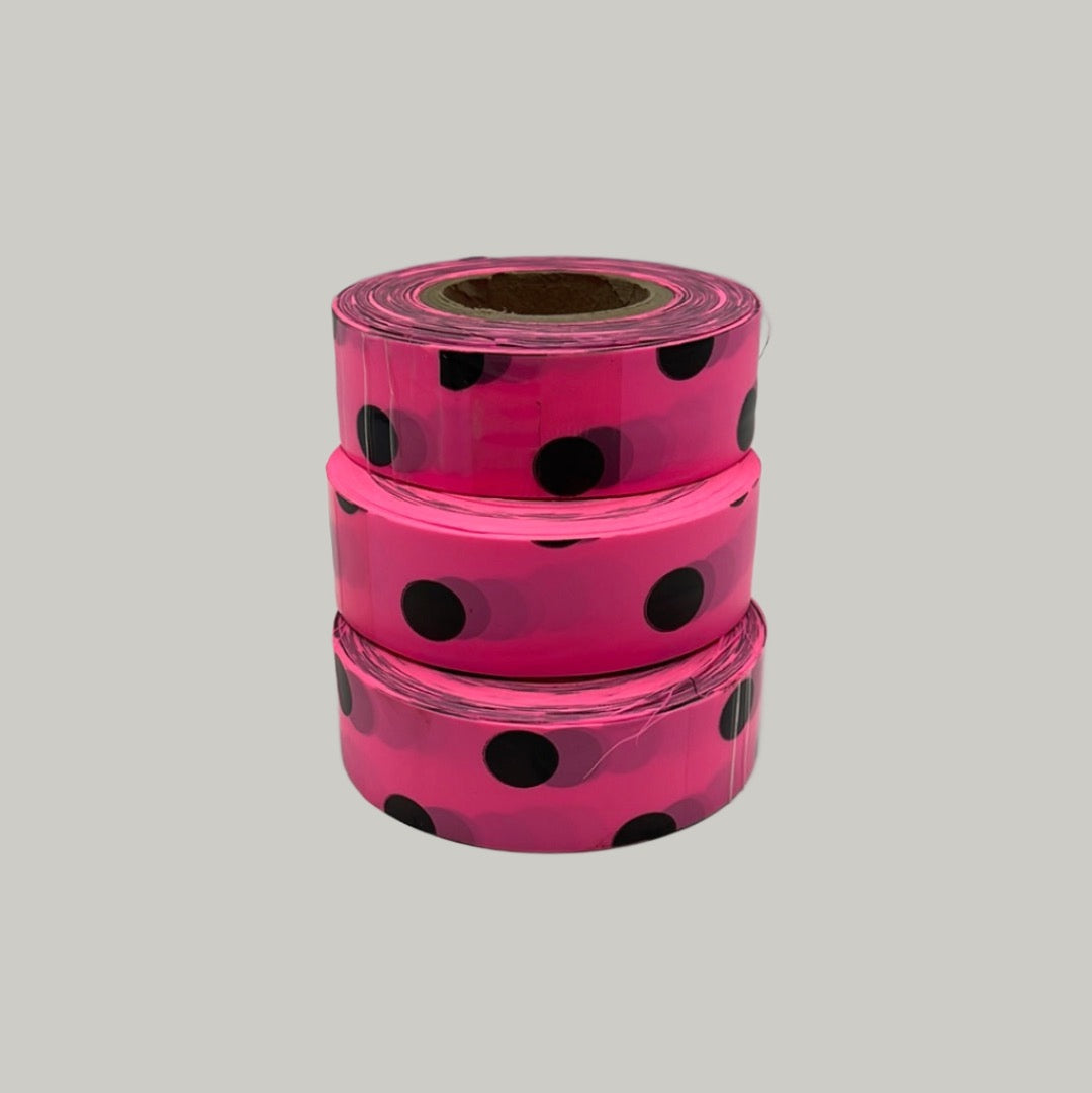 Flagging Tape FL. Pink/Black Dots