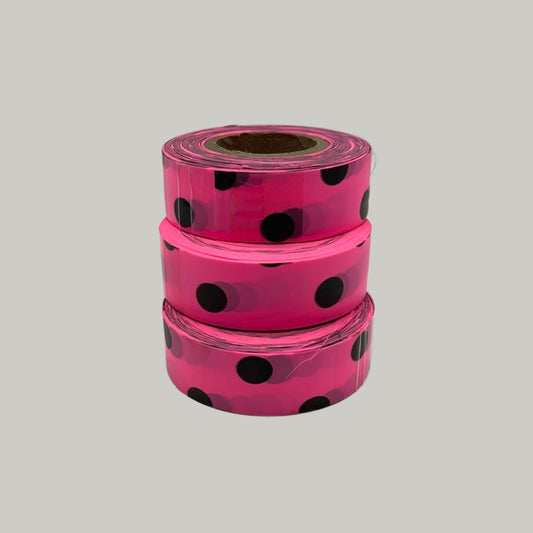 Flagging Tape FL. Pink/Black Dots